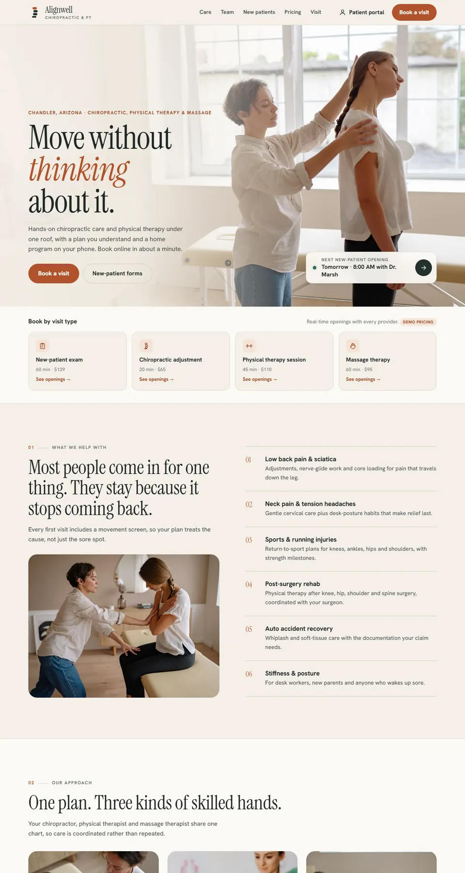 Alignwell Chiropractic & PT demo home page