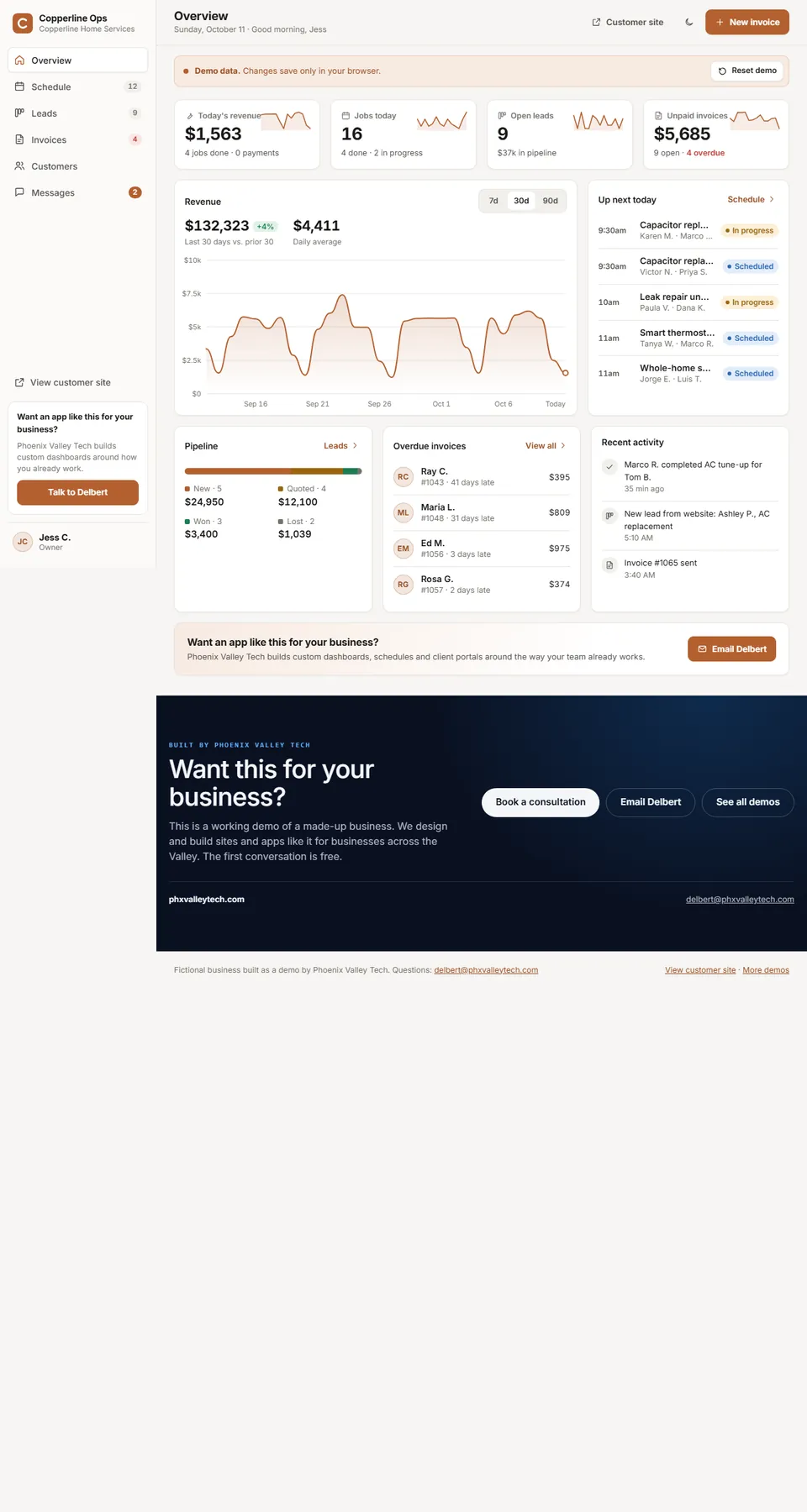 Copperline Ops demo home page
