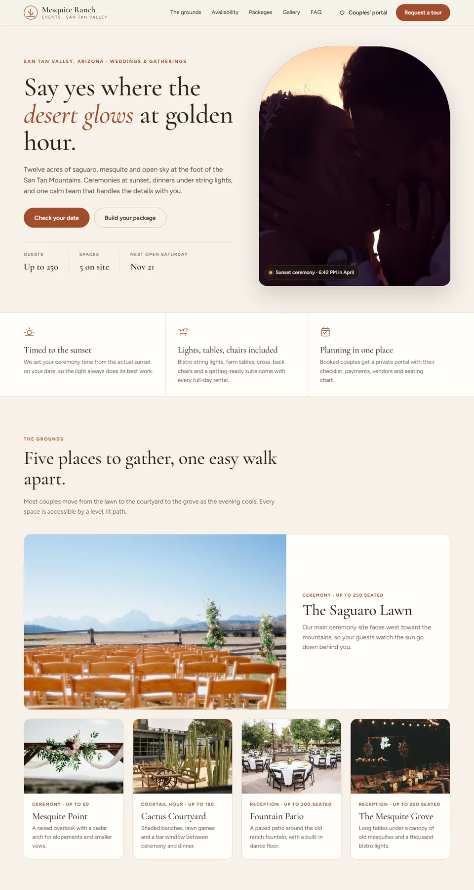 Mesquite Ranch Events demo home page