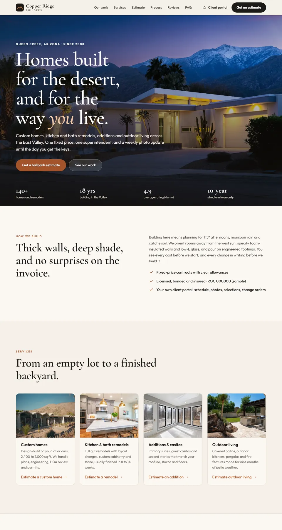 Copper Ridge Builders demo home page