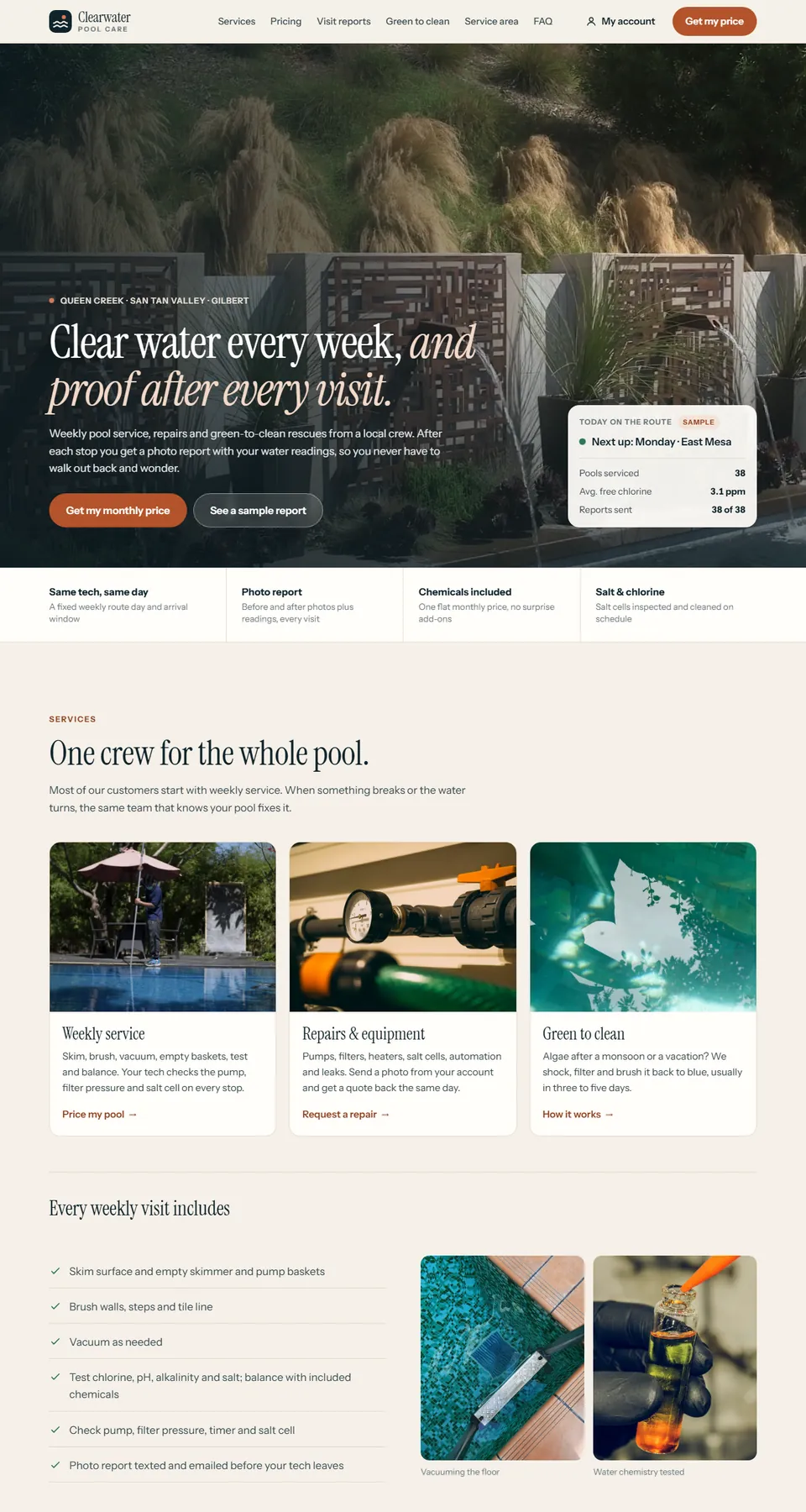 Clearwater Pool Care demo home page